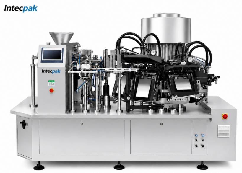 Rotary Premade Pouch Vacuum Flattening Packing Machine